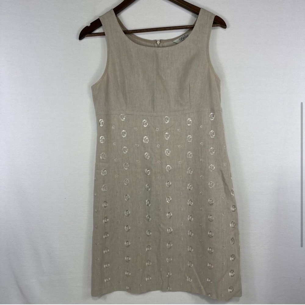 Dalia Cream/Tan linen Sheath Midi Dress